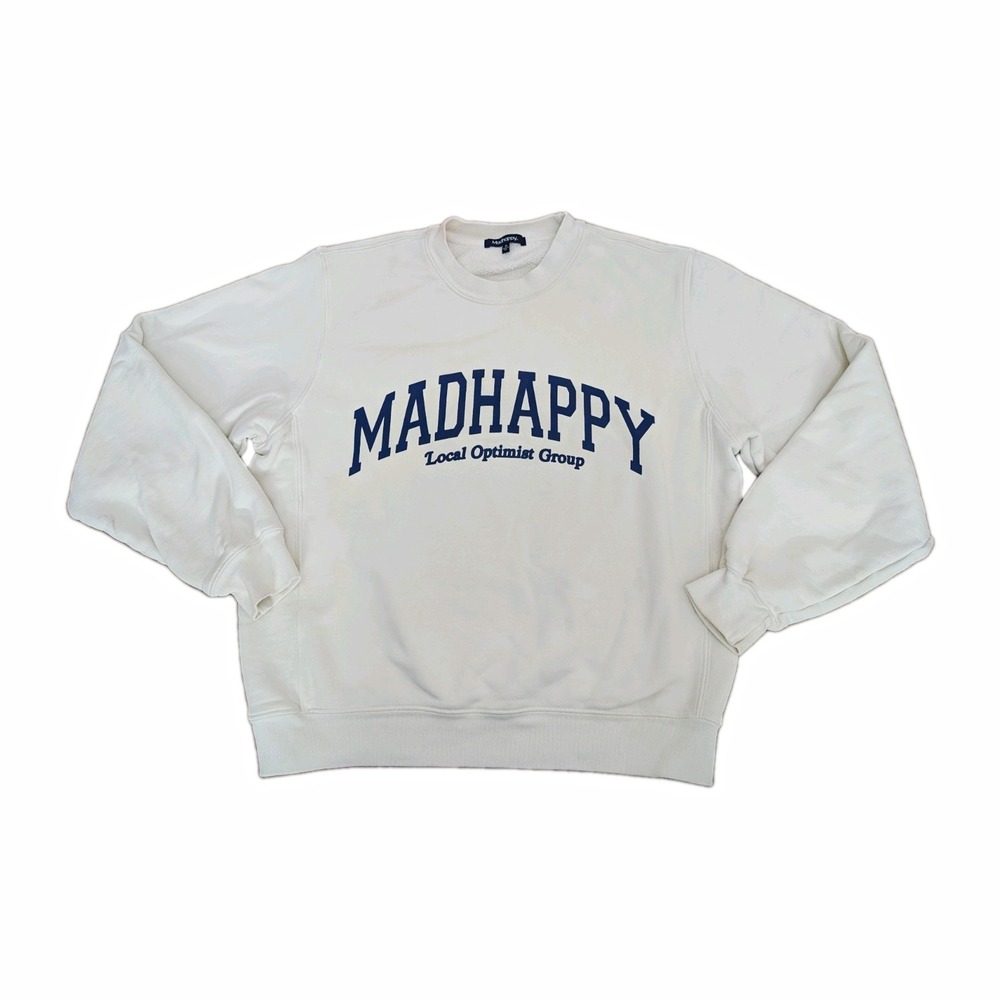 Madhappy Local Optimist Group Crewneck Sweatshirt Women's S White Made in USA